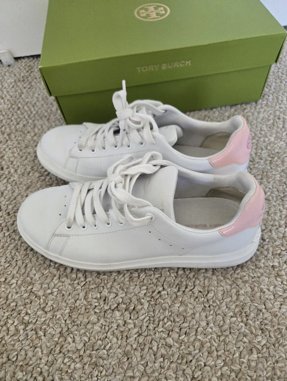 Tory Burch White And Pink Sneakers